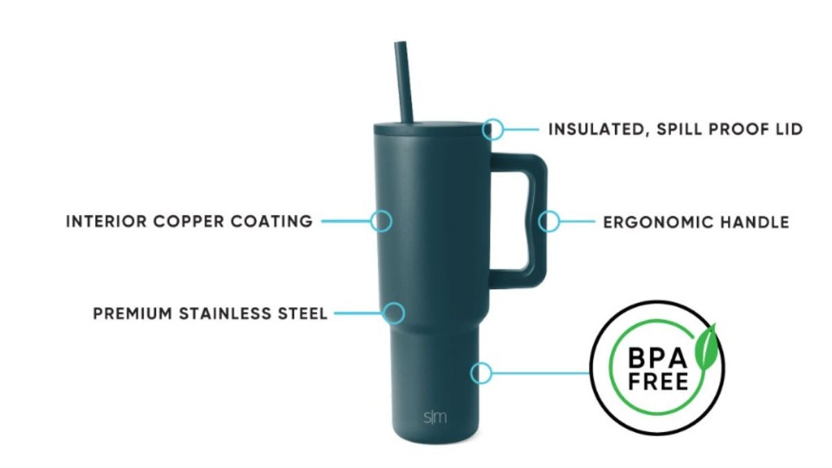 Stanley Mug Imitation Tumbler with Straw & Lid (Dark Green)