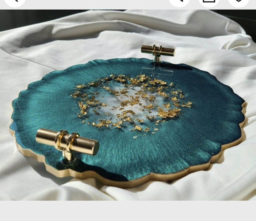Turquoise & Gold Decorative Tray