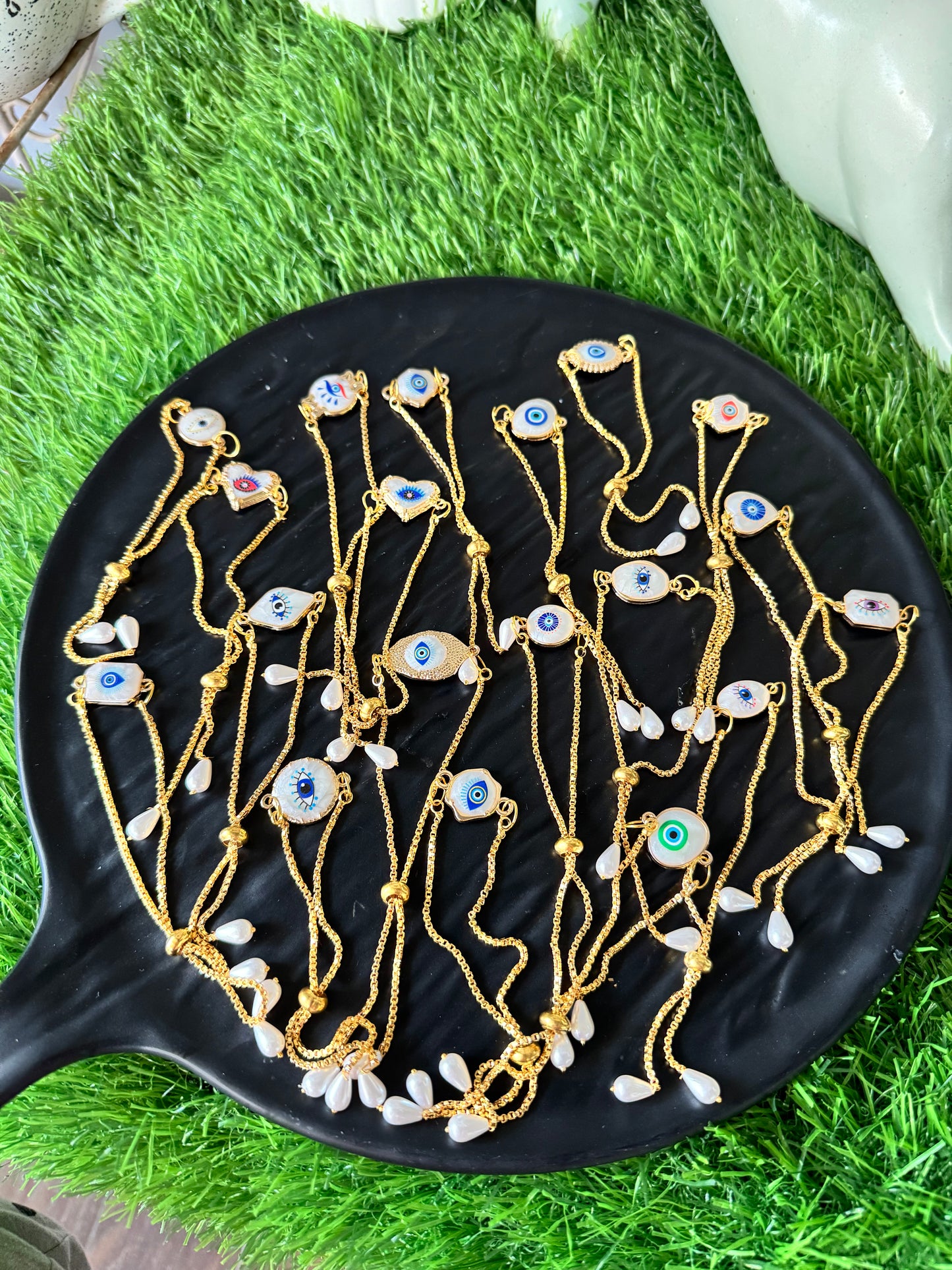 Exclusive Marble Evil Eye Bracelet/Rakhi Anti-tarnish Gold Plater