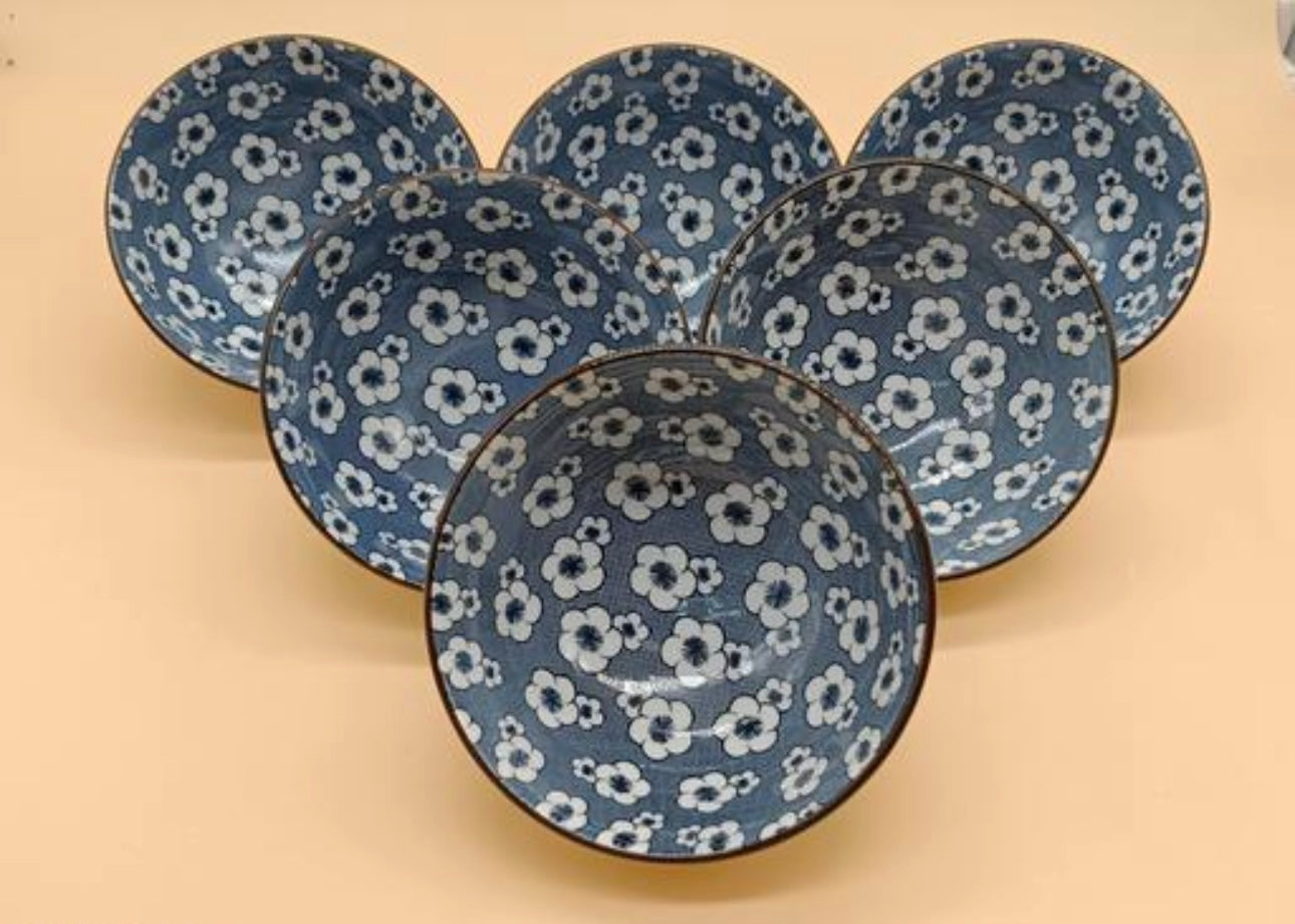 Cute Flower Print Ceramic Bowls Set