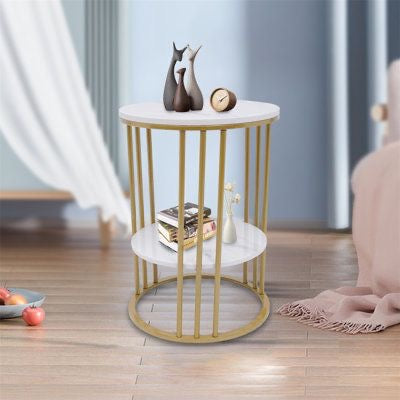 Nordic 2-Tier Faux Marble Side Table