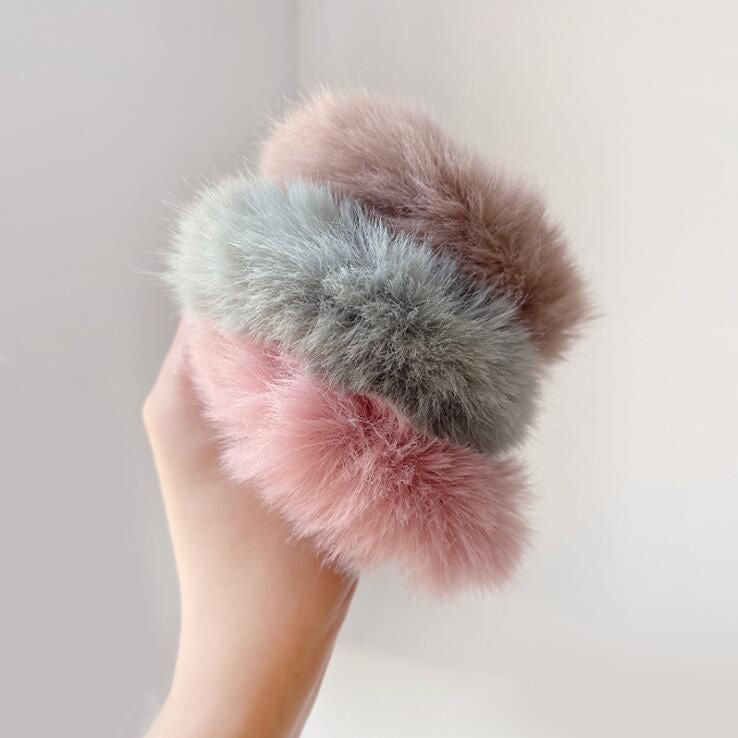 Premium Faux Fur Scrunchies - Set of 3 (Assorted Colors)
