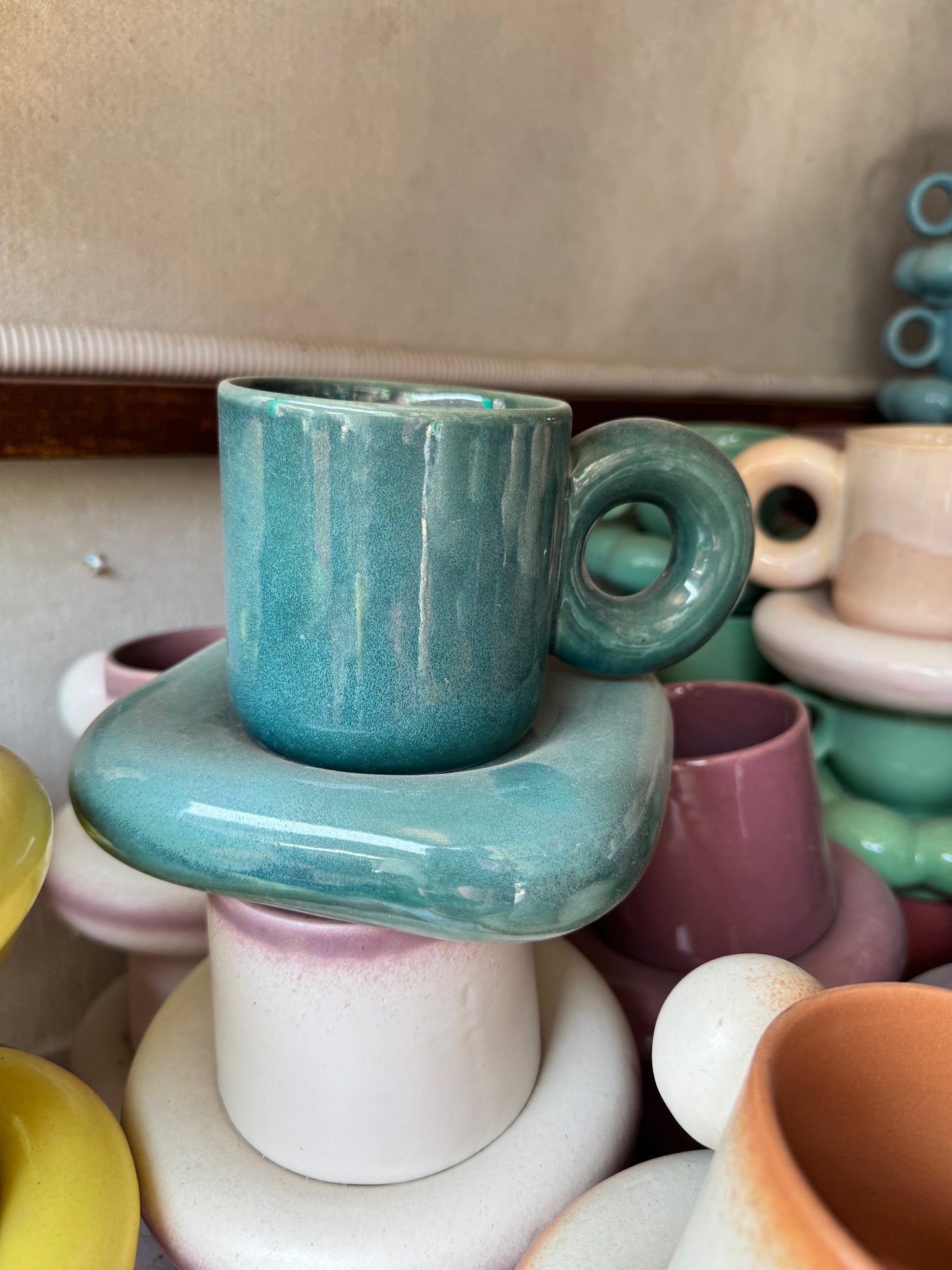 Chunky Mug with Round Saucer Set