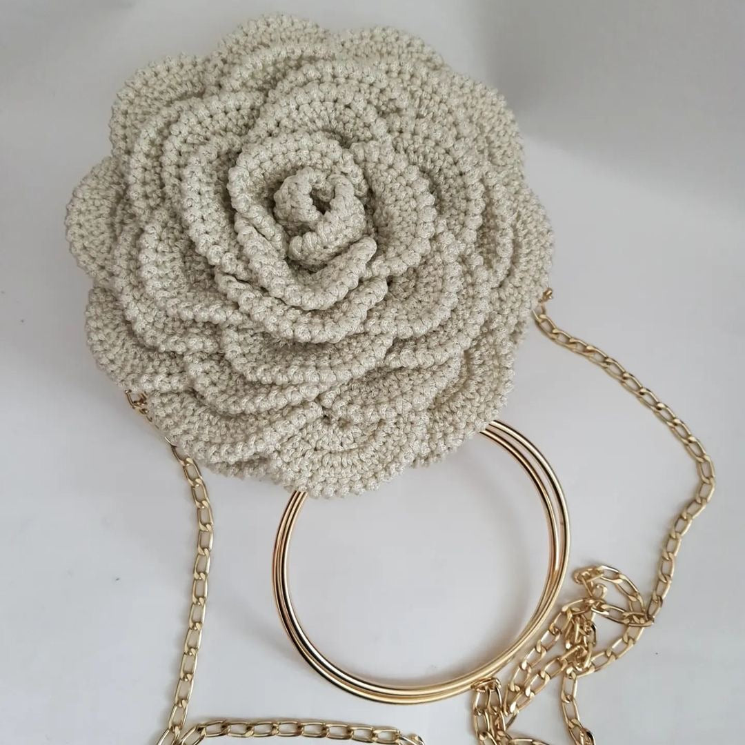 Exquisite Rose Shape Handmade Crochet Bag