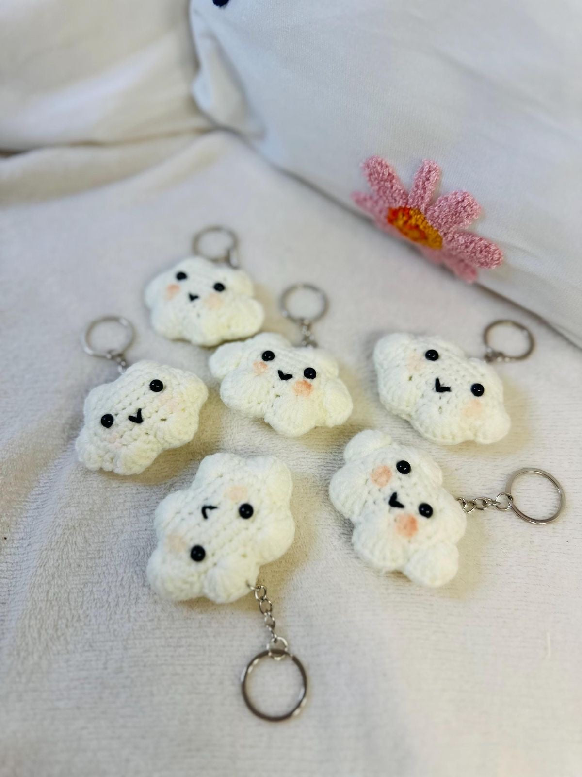 Adorable Cloud Crochet Keychain