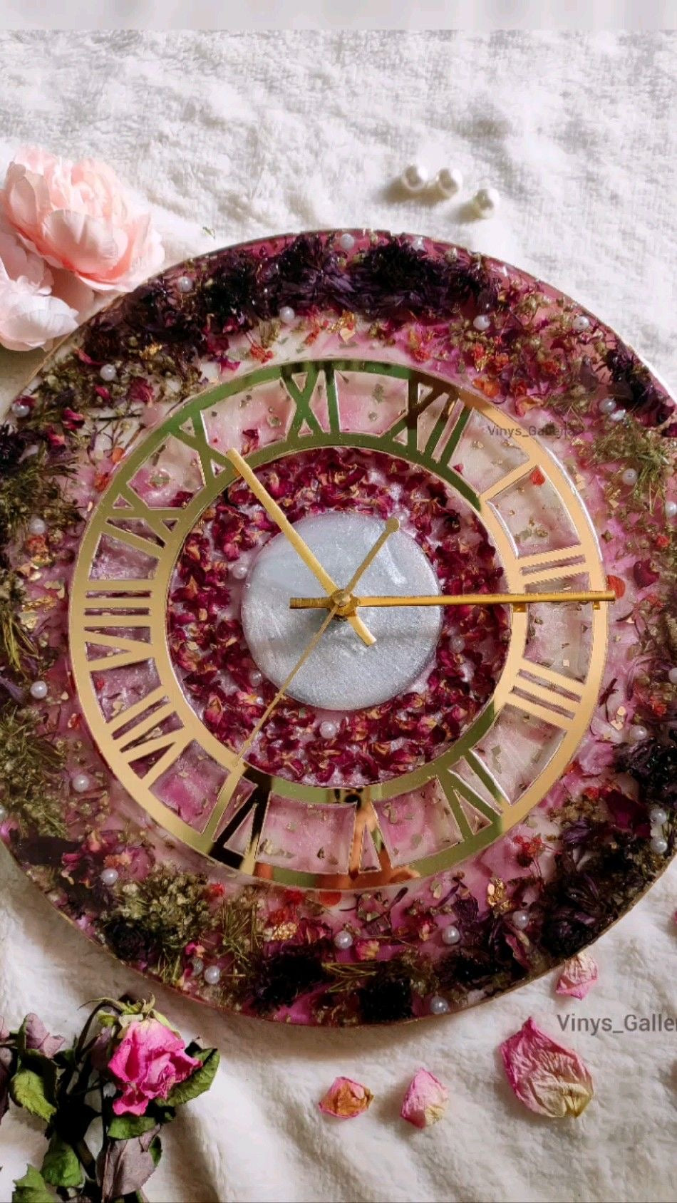 Personalised Real Flowers Preserved Wall Clock