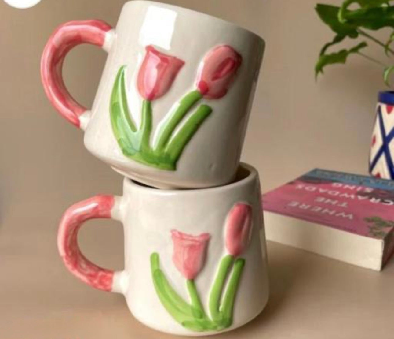 Pretty Pink Tulip Mug - Set of 2