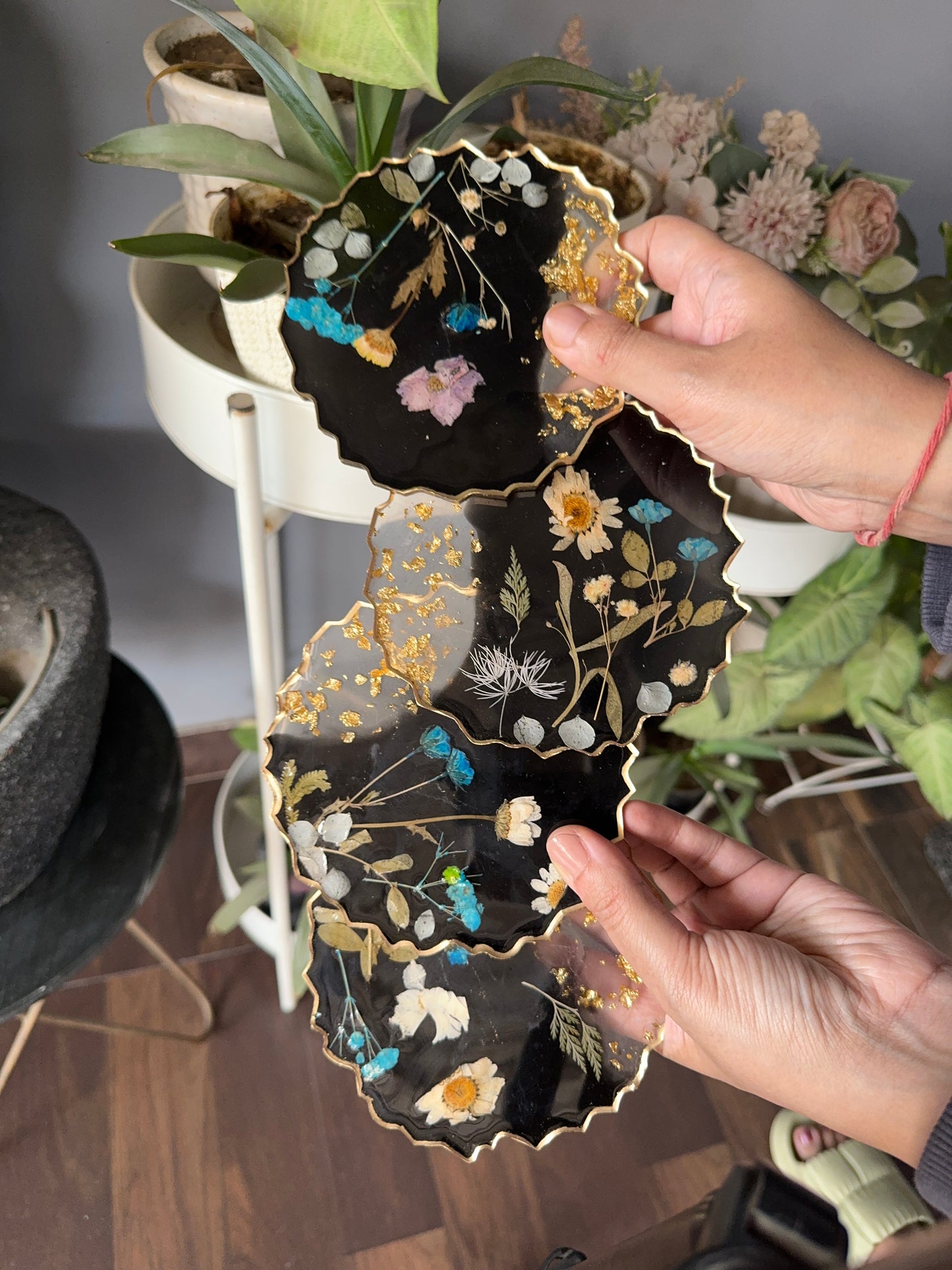 Floral Bloom Coasters with Real Pressed Flowers