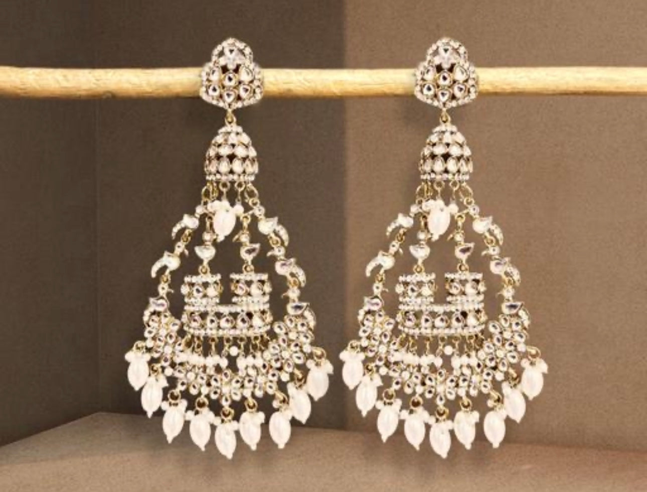 Large Kundan Pearl Danglers Earrings