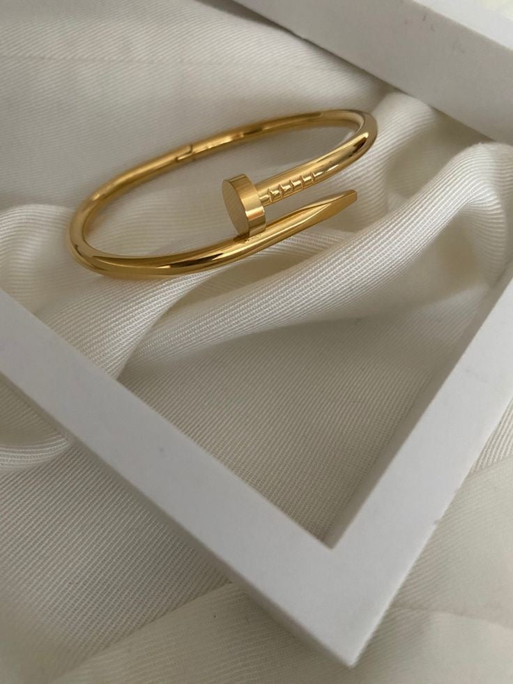 Minimalist Gold Plated Nail Bracelet