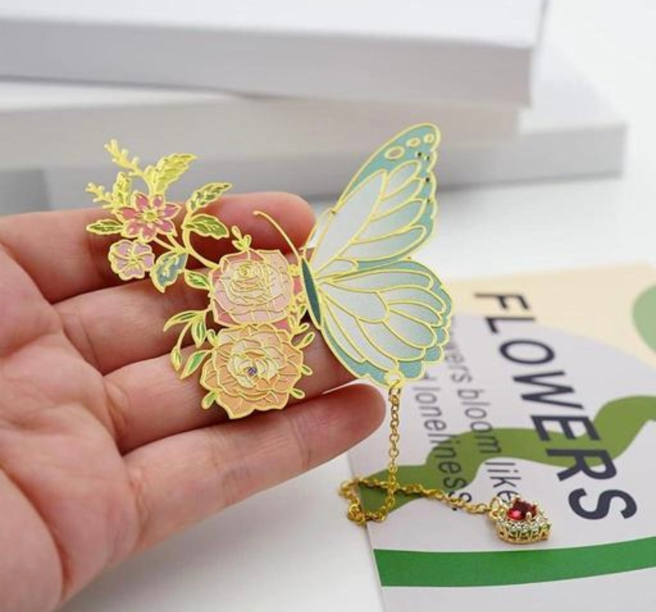Pretty Gold Metal Butterfly Bookmark