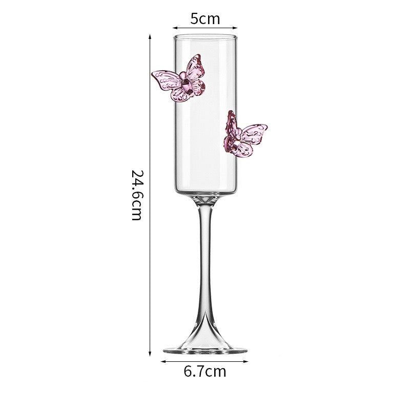 Exquisite 3D Pink Butterfly Champagne Glass (Contains 2 Glasses)