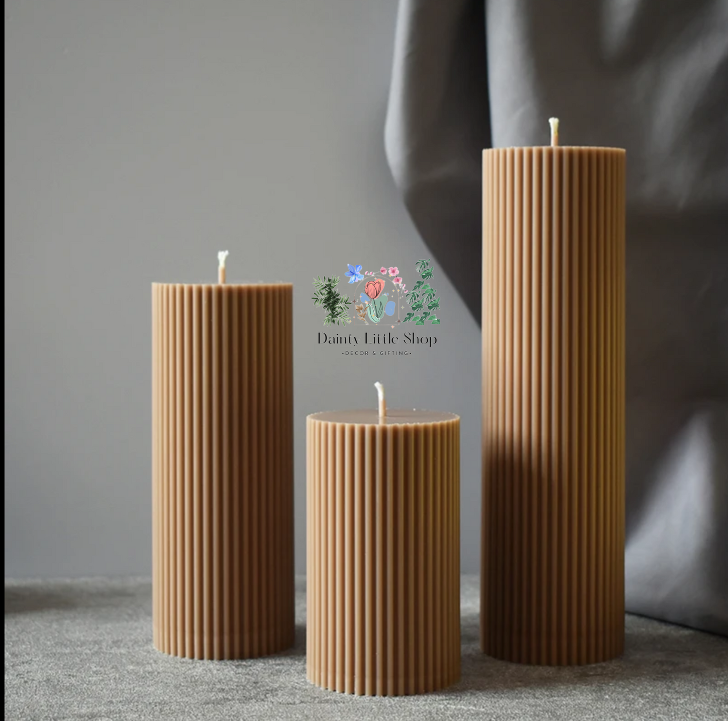 Ribbed Pillar Candles - Set of 3