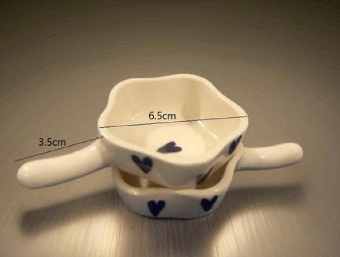 Cute Heart Print Small Dip/Chutney/Sauce Bowls - Set of 2