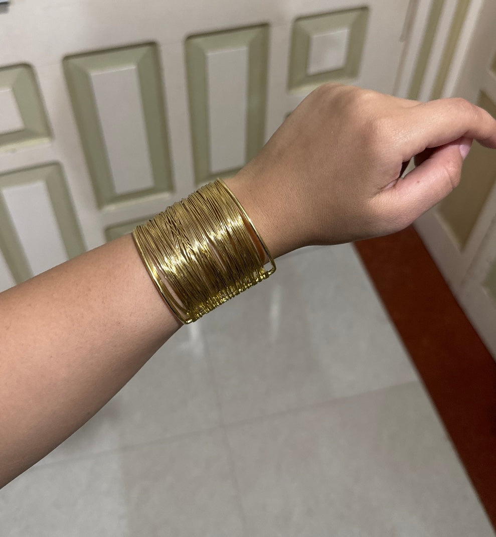 Multi-Layer Gold Wrist Cuff Adjustable Bracelet