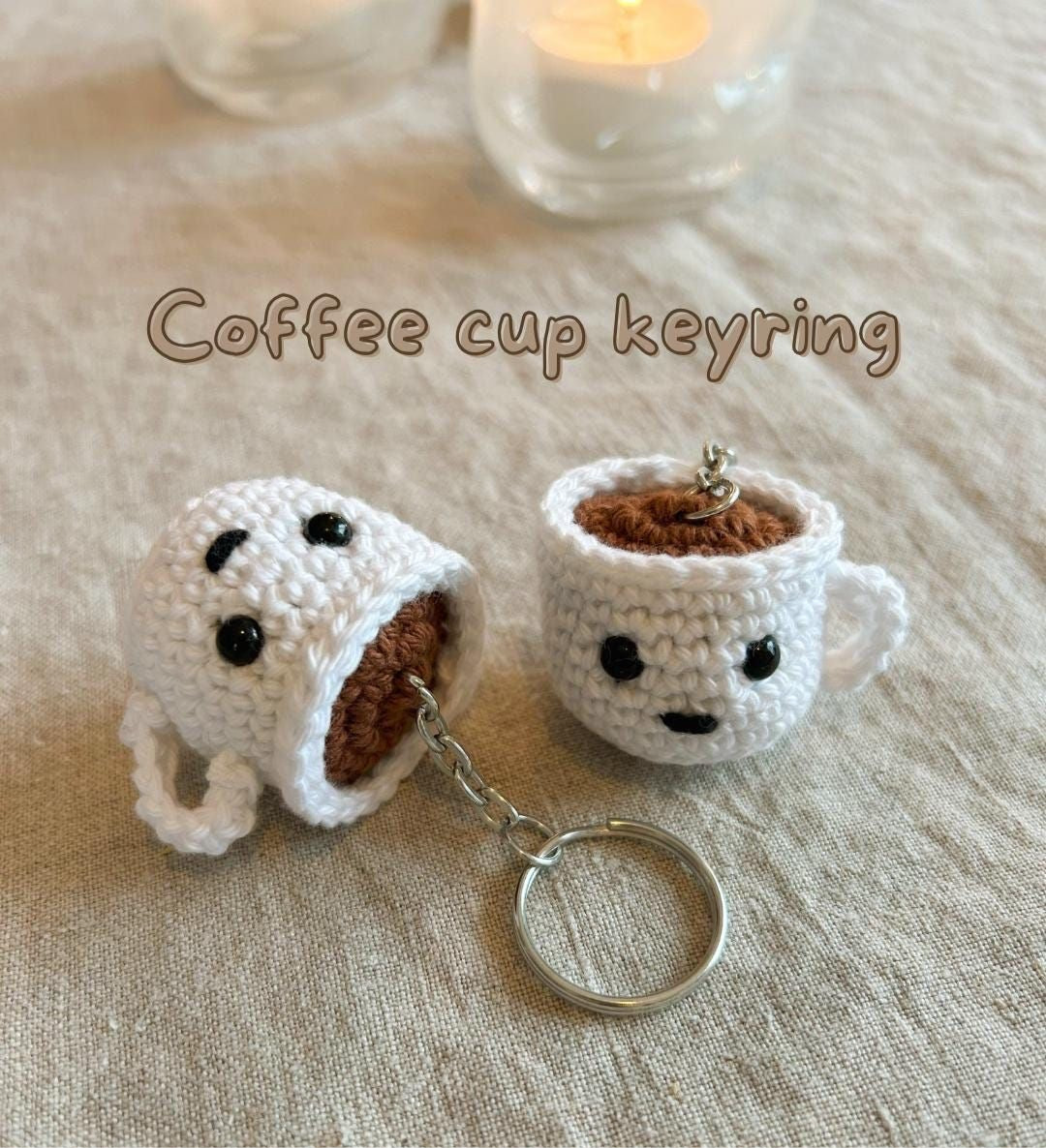 Cute Crochet Coffee Cup Keychain