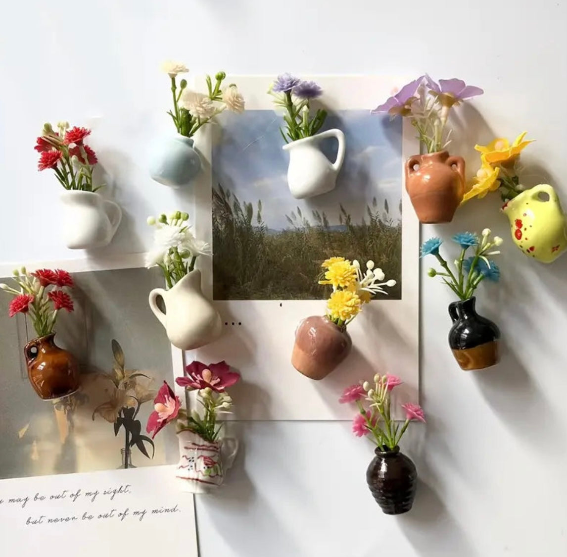Cute Miniature Vase with Magnets (Only Pots, Flowers not included)