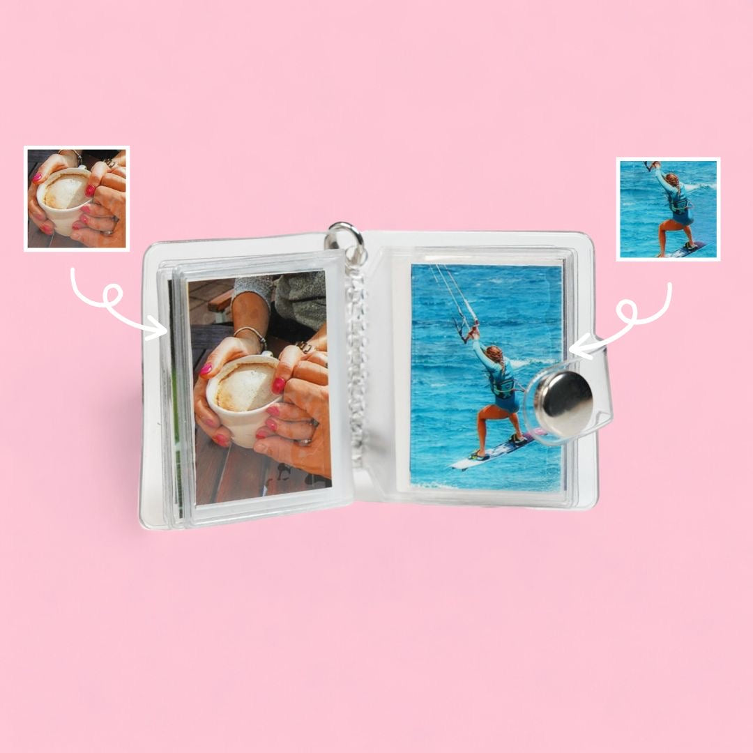 Personalised Mini Scrapbook Photo Album Keychain (with 16 Photos)