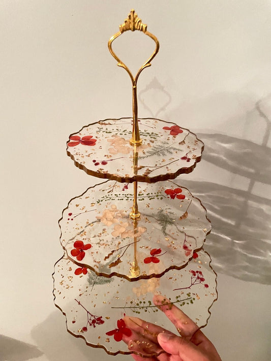 3-Tier Dessert Stand with Real Flowers
