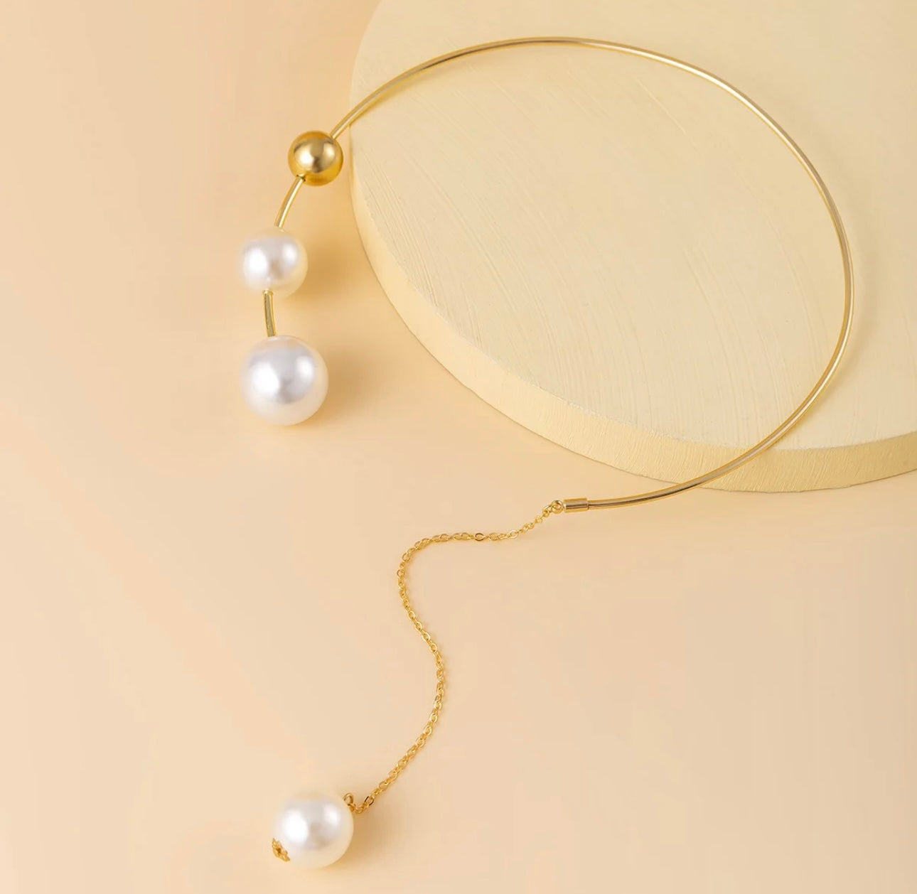 Minimalist Pearl Open Bead Collarbone Necklace