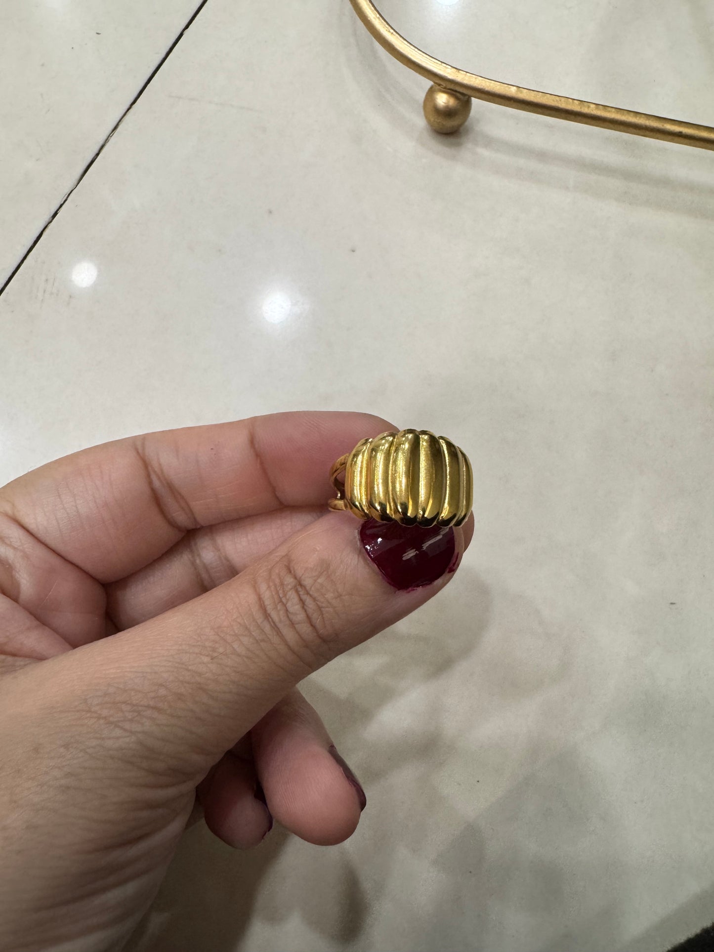 Gold Plated Twisted Dome Ring