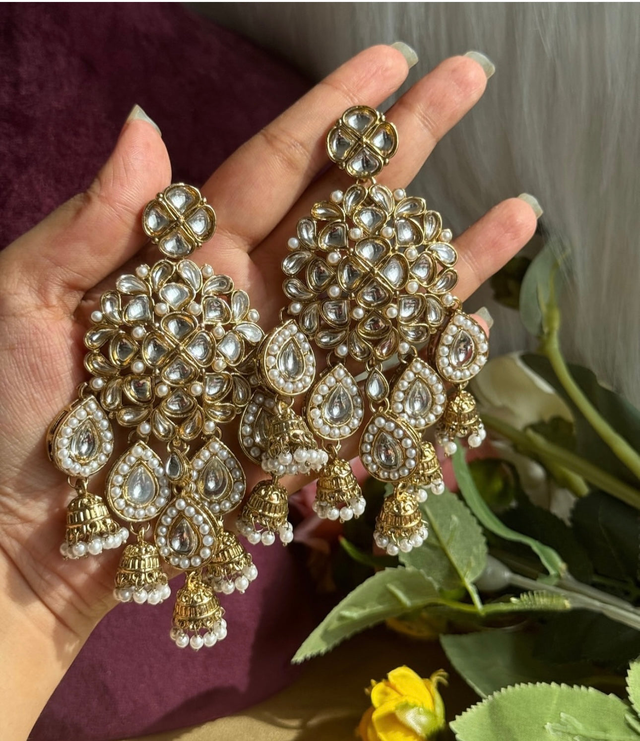 Elegant Kundan Drop Earrings