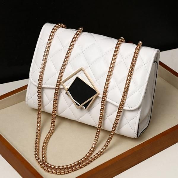 Faux Leather Chain Strap Crossbody Bag