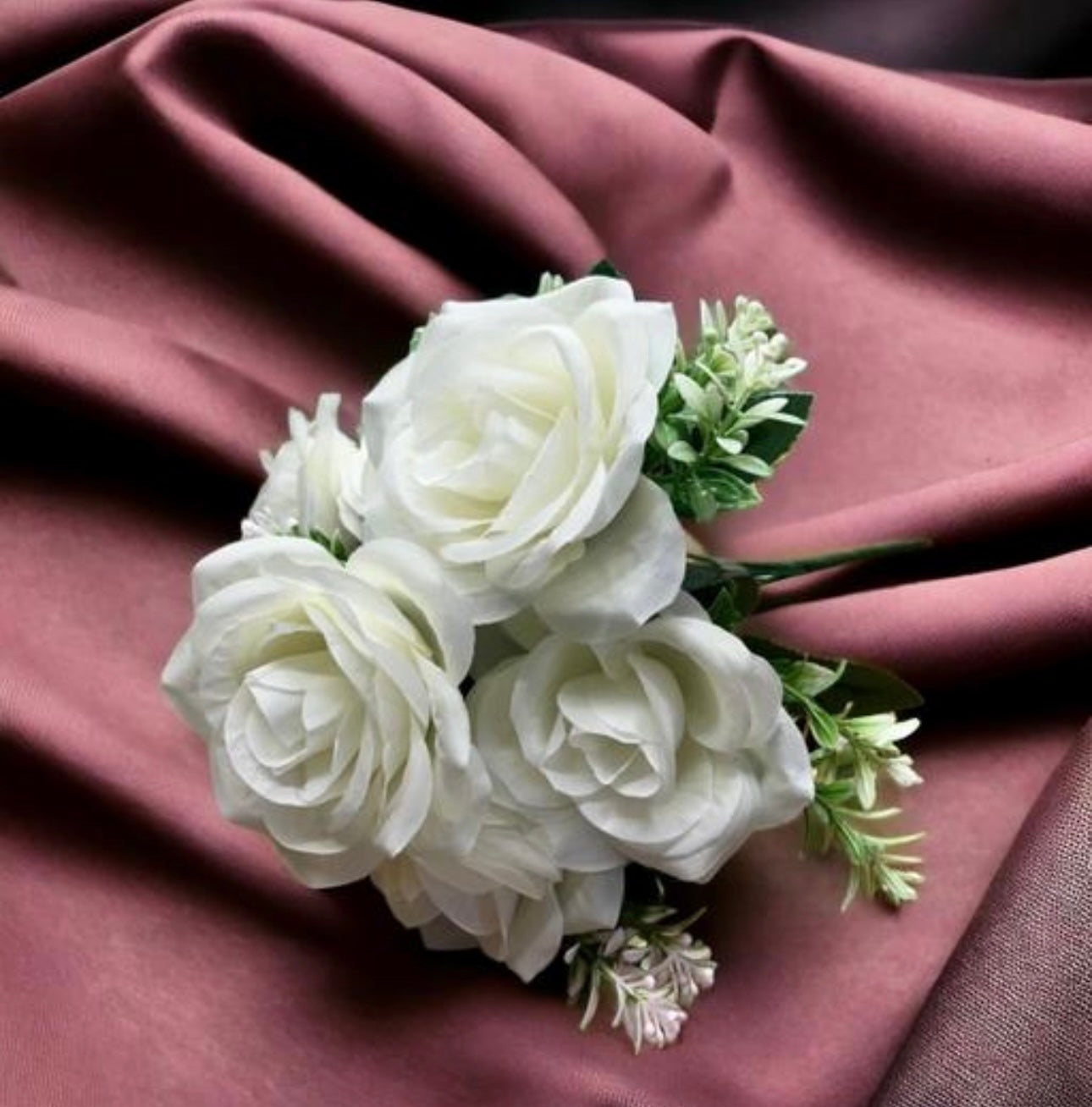 Artificial White Roses Bunch