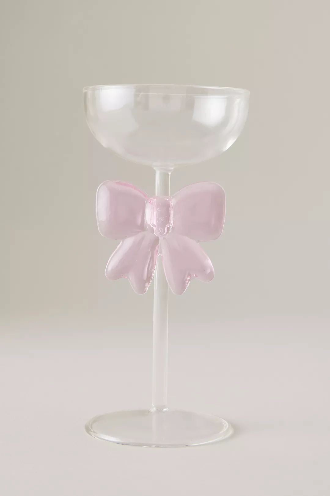 Exquisite Pink Bow Coupe Wine Glass