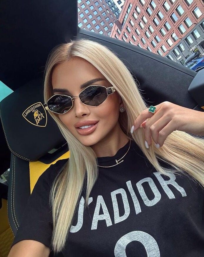 Luxury Vintage Rhombus Sunglasses Black & Gold