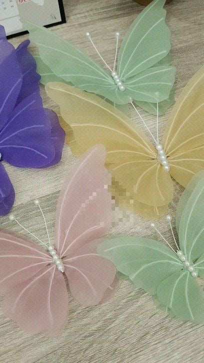 Organza Fabric Butterflies (without Stand)