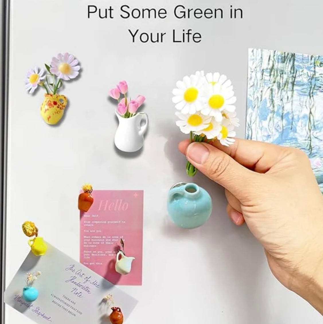 Cute Miniature Vase with Magnets (Only Pots, Flowers not included)