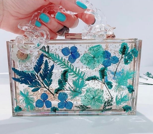 Transparent Clutch/Sling Bag with Real Pressed Flowers