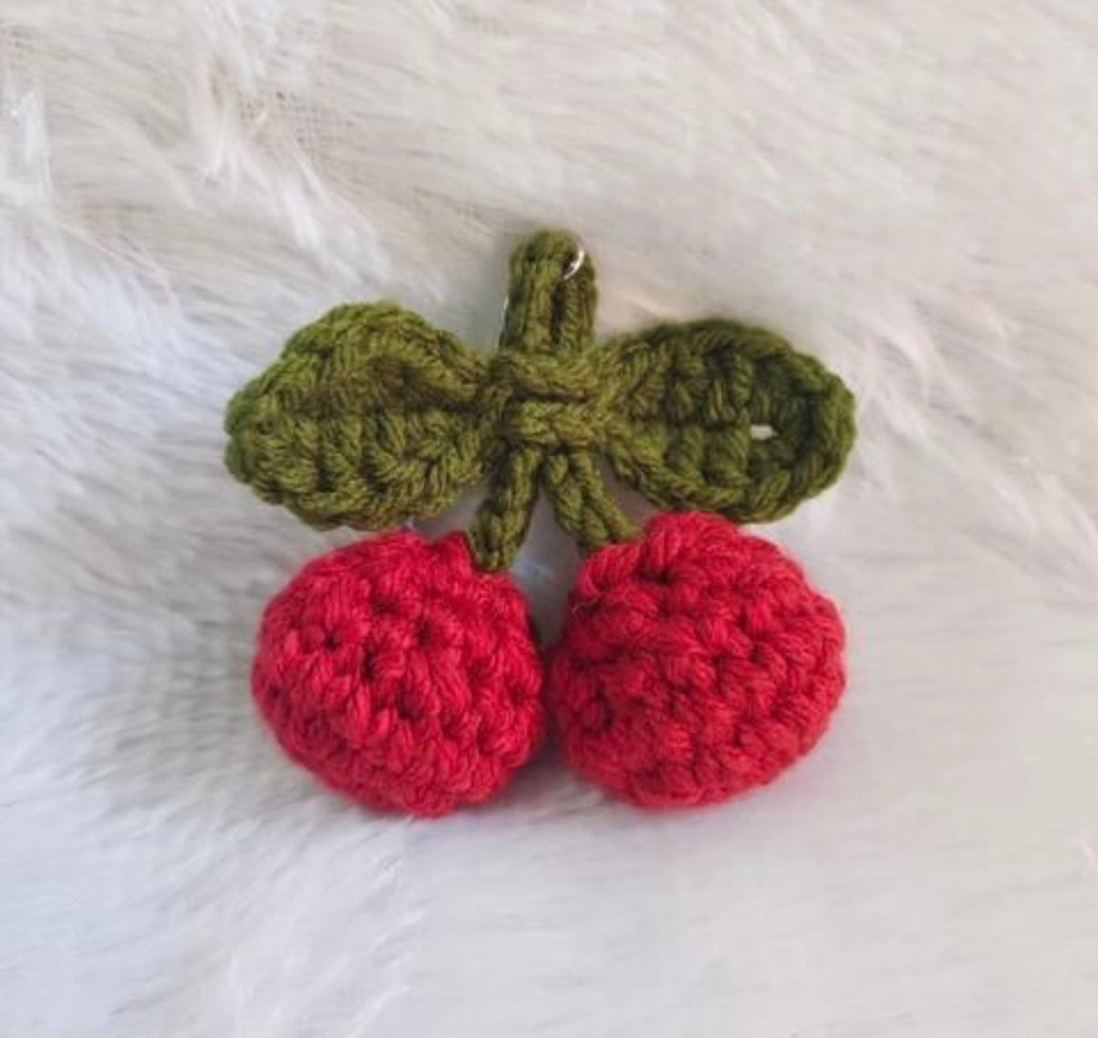 Handmade Crochet Cherries Keychain