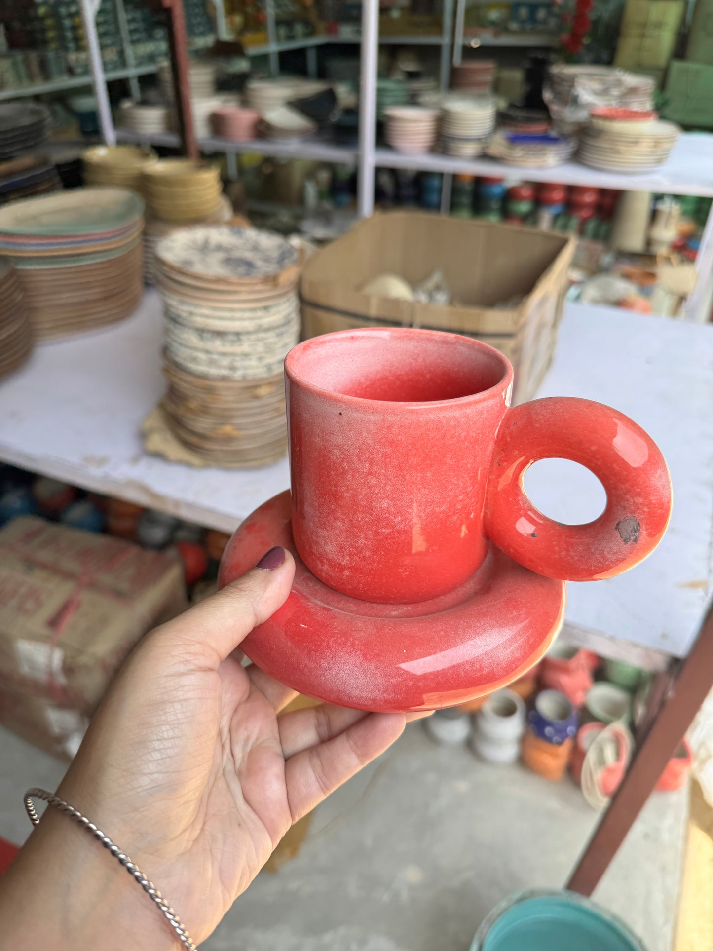 Chunky Mug with Round Saucer Set
