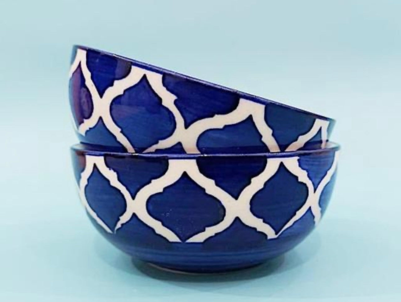 Elegant Ceramic Hand Painted Moroccan Design Premium Serving Bowls