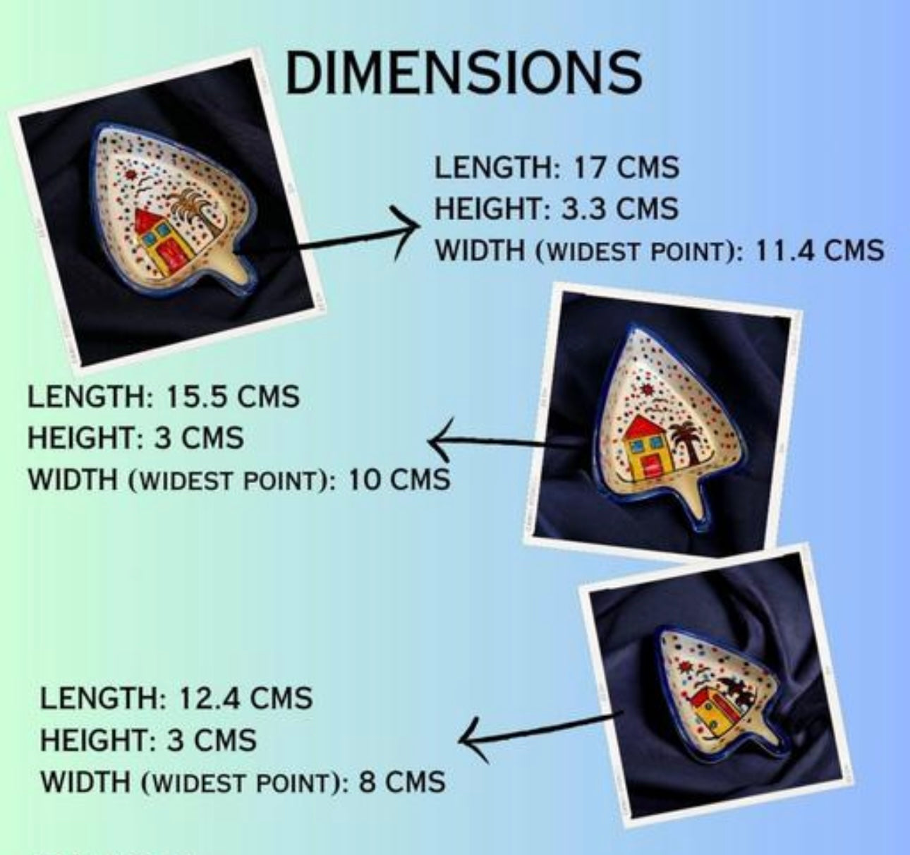 Ceramic Leaf Shaped Huts Print Trays - Set of 3