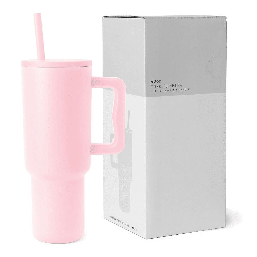 Stanley Mug Imitation Tumbler with Straw & Lid (Baby Pink)