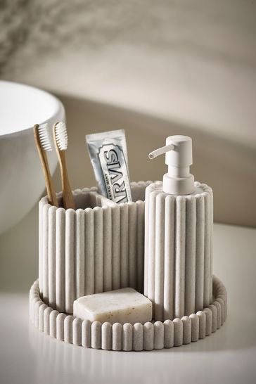 Ribbed Bathroom Accessories Set of 3