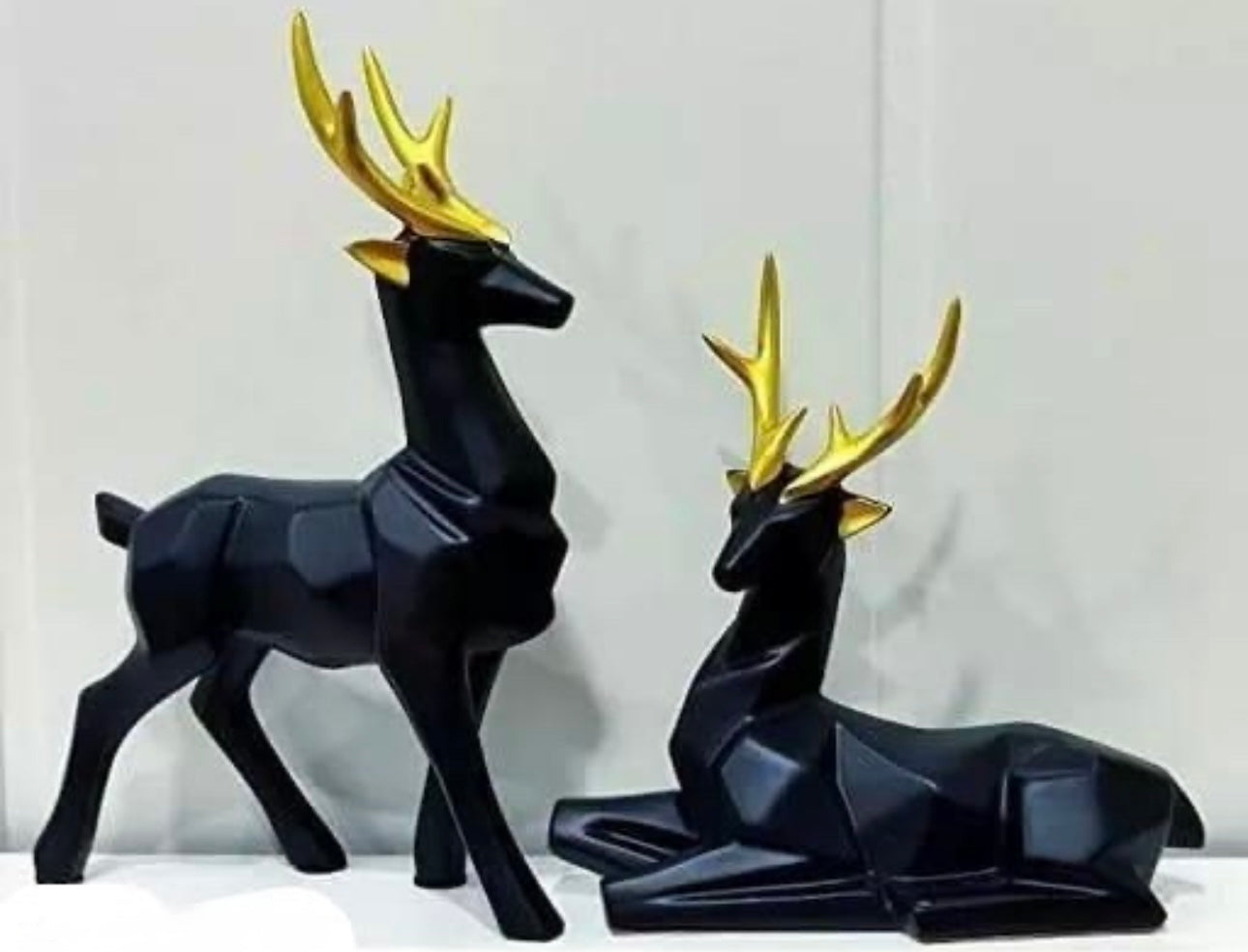 Decorative Black Deers Figurines - Set of 2