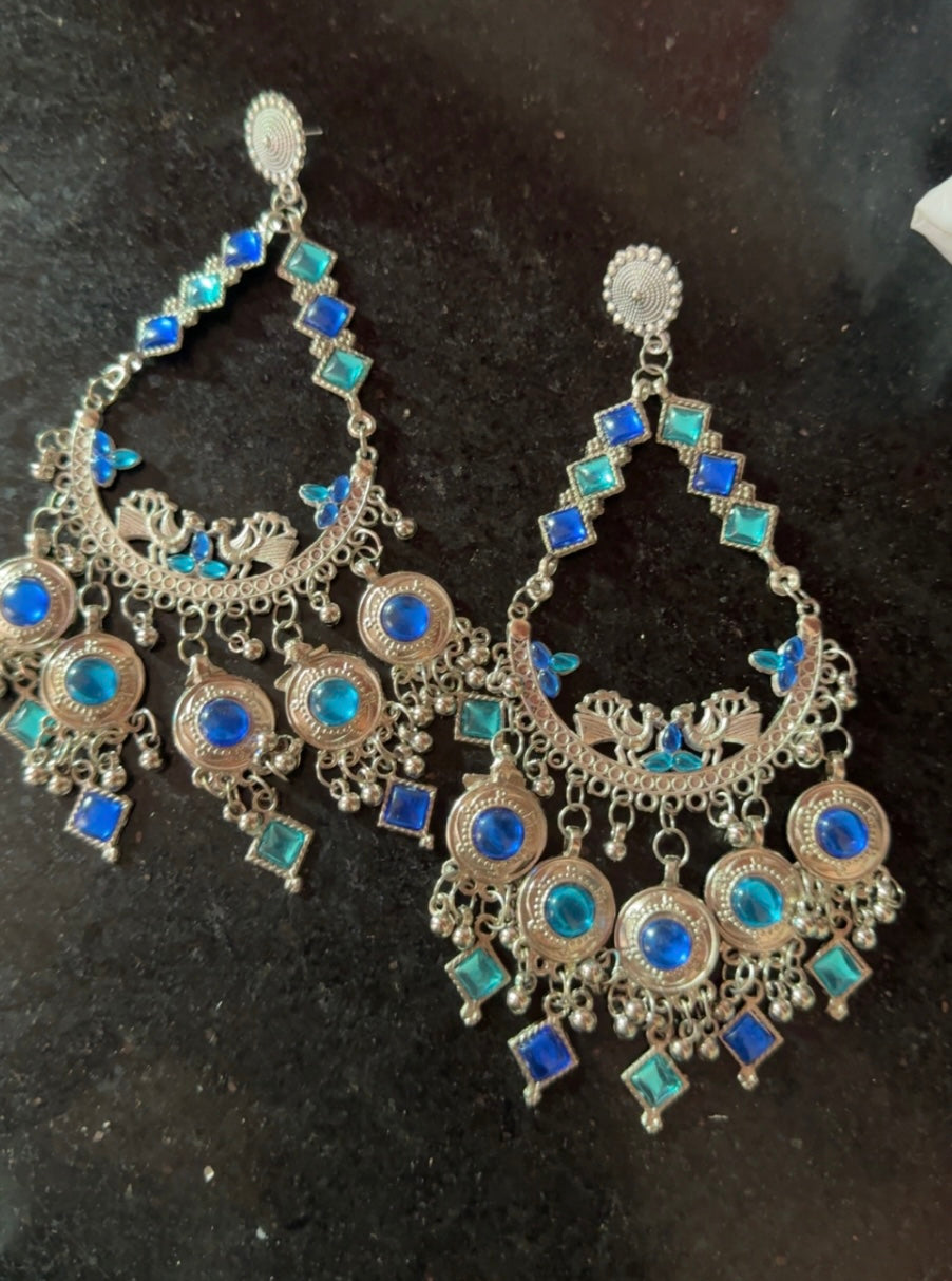 Large Oxidised Boho Jhumka Earrings