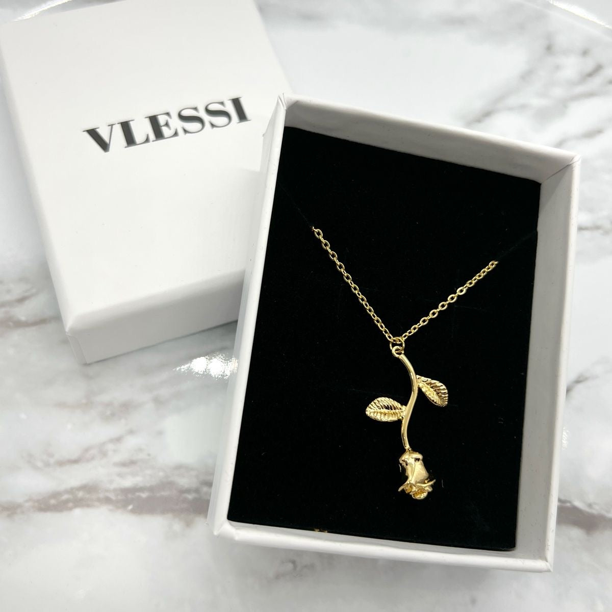 Gold Plated Minimalist Rose Necklace