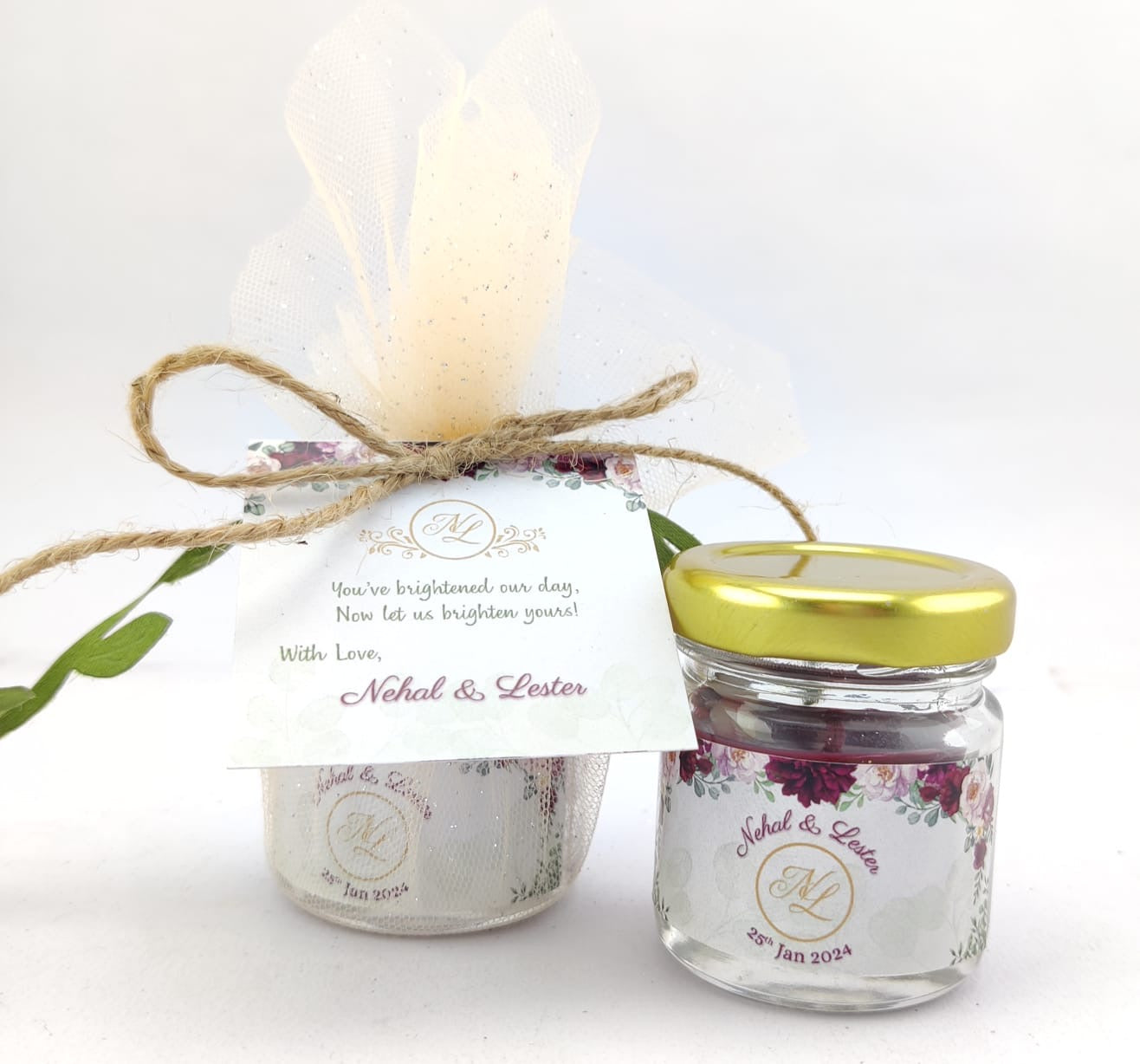 Votive Jar Candles for Return Gifts/Favours with Packaging & Personalised Tags
