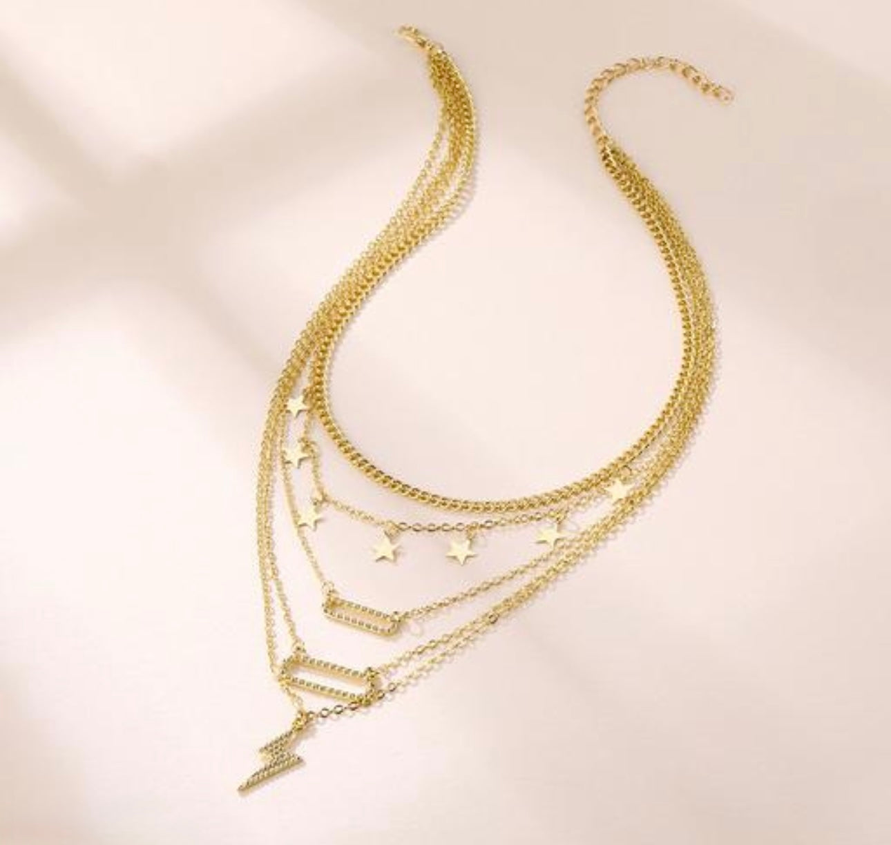 Stylish Gold-Plated Multi Layered Lightning 5-Layer Necklace