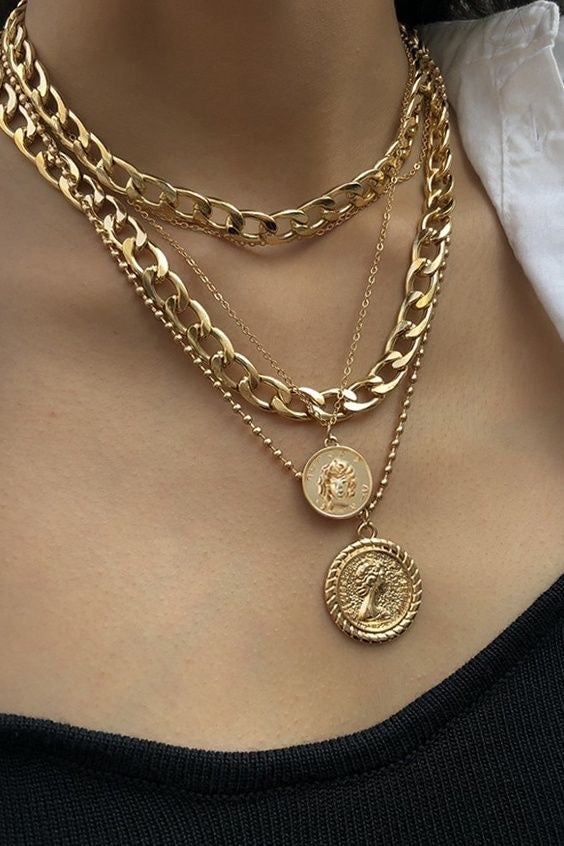 Multi-Layered Chunky Gold Cuban Necklace