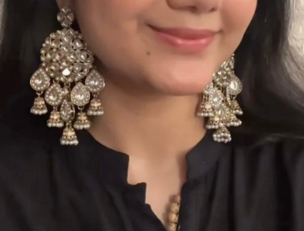 Elegant Kundan Drop Earrings