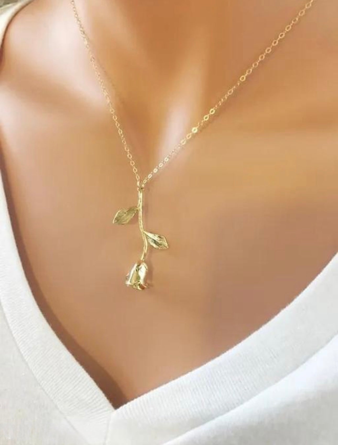 Gold Plated Minimalist Rose Necklace