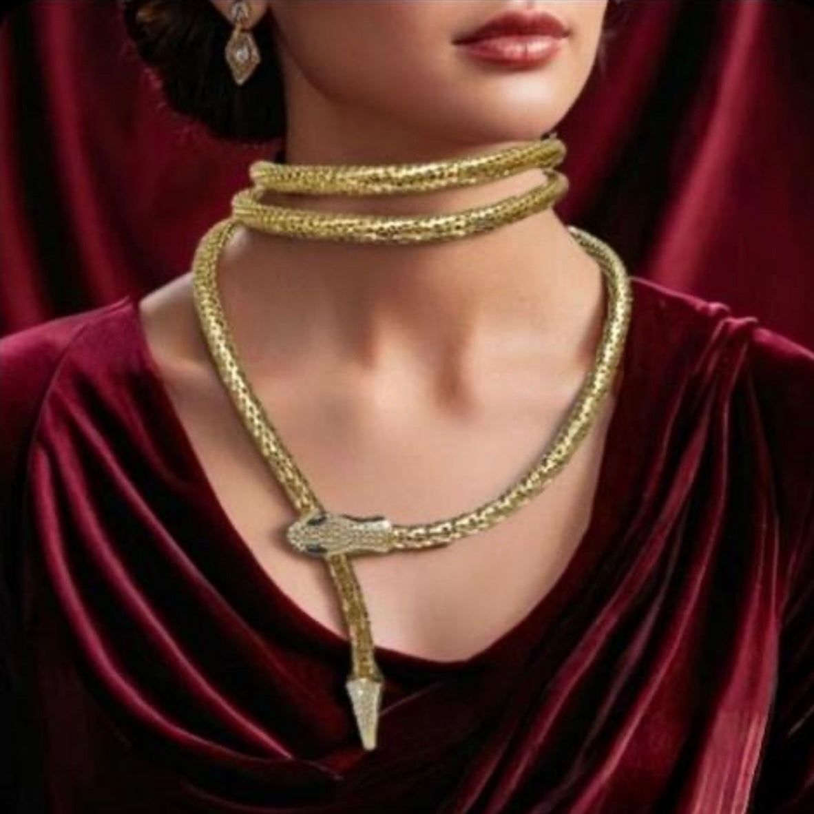 Rhinestones Detail Multipurpose Snake Necklace/Bracelet/Belt 4 Ft Long