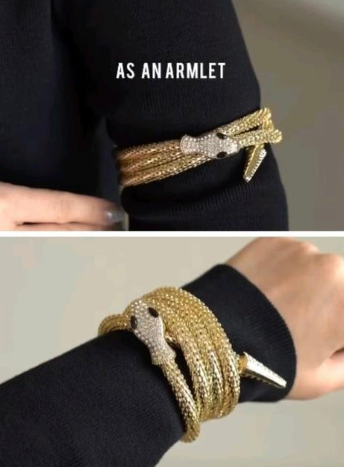Rhinestones Detail Multipurpose Snake Necklace/Bracelet/Belt 4 Ft Long