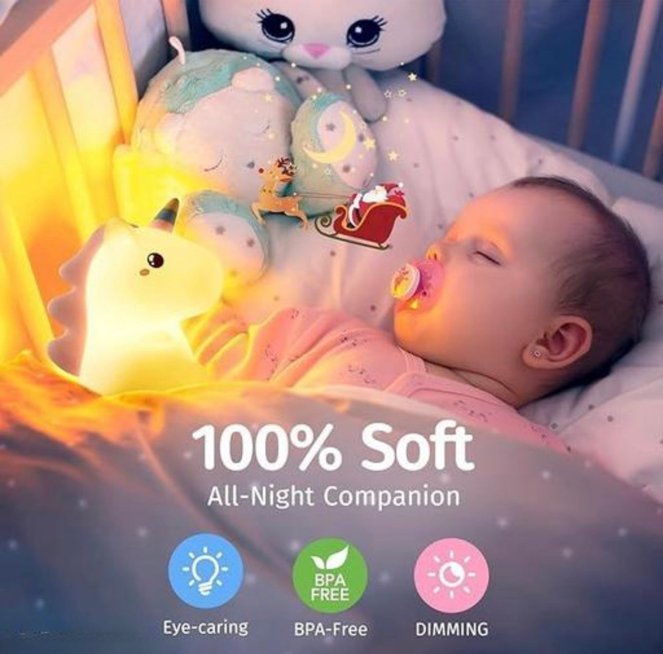 Cute Unicorn Silicon LED Night Light - Rechargeable
